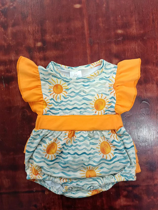 custom moq 5 eta 4-6weeks mix size baby girls clothes wive orange flying sleeve summer Romper