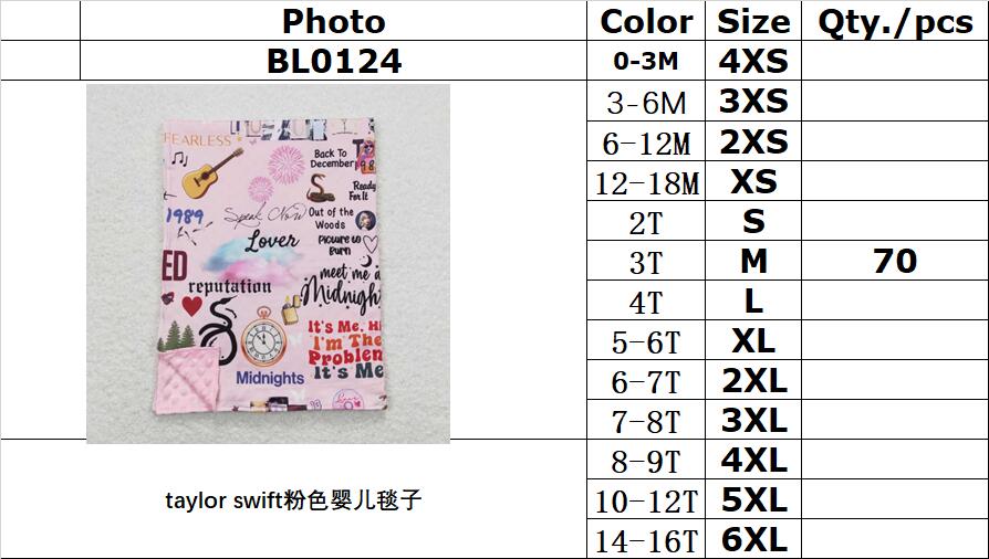 BL0124 taylor swift pink baby blanket