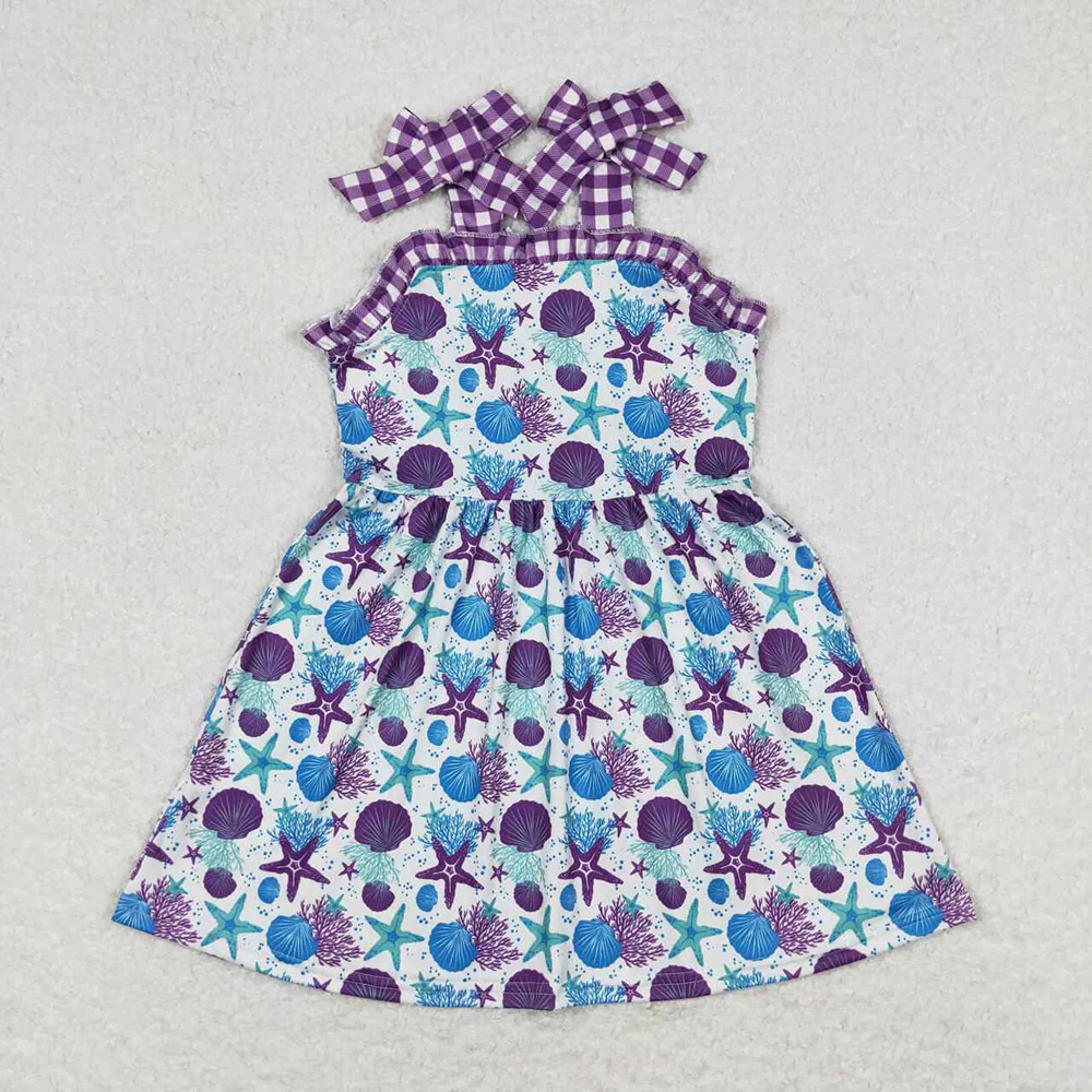 Baby Girls Straps Purple Starfish Sister Sibling Designs Clothes Sets