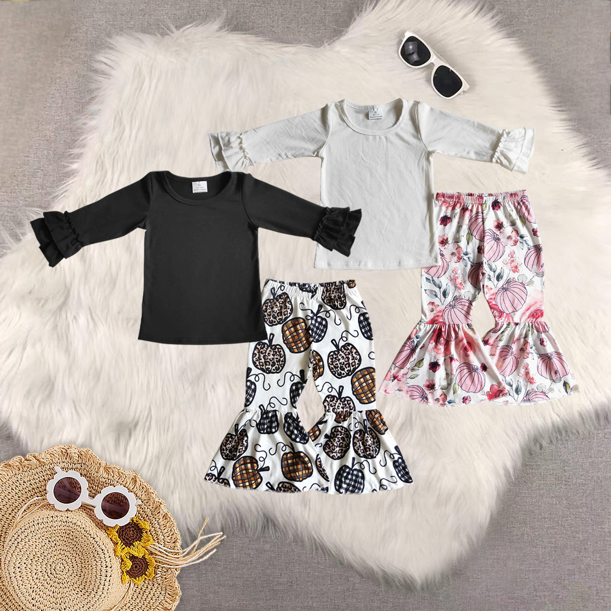 RTS NO MOQ Sibling Baby Girls halloween Long Sleeve Pants Set