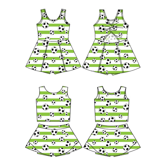 25.12.1 custom each style moq 5 eta 6-8week Sibling Sister football baby short sleeve skirts sets and dress match design