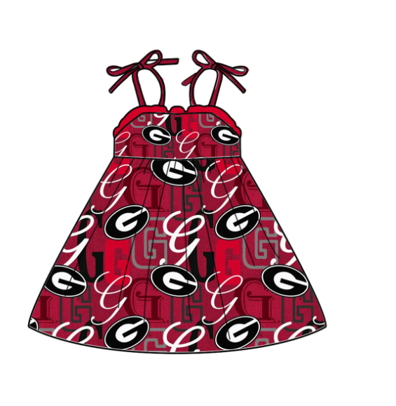 Custom summer teams baby girls clothes team brick red sets dress romper-25.5.6