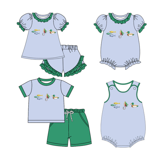 25.11.29 custom each style moq 5 eta 6-8week Sibling Sister duck baby short sleeve shorts sets 2 and romper 2 match design