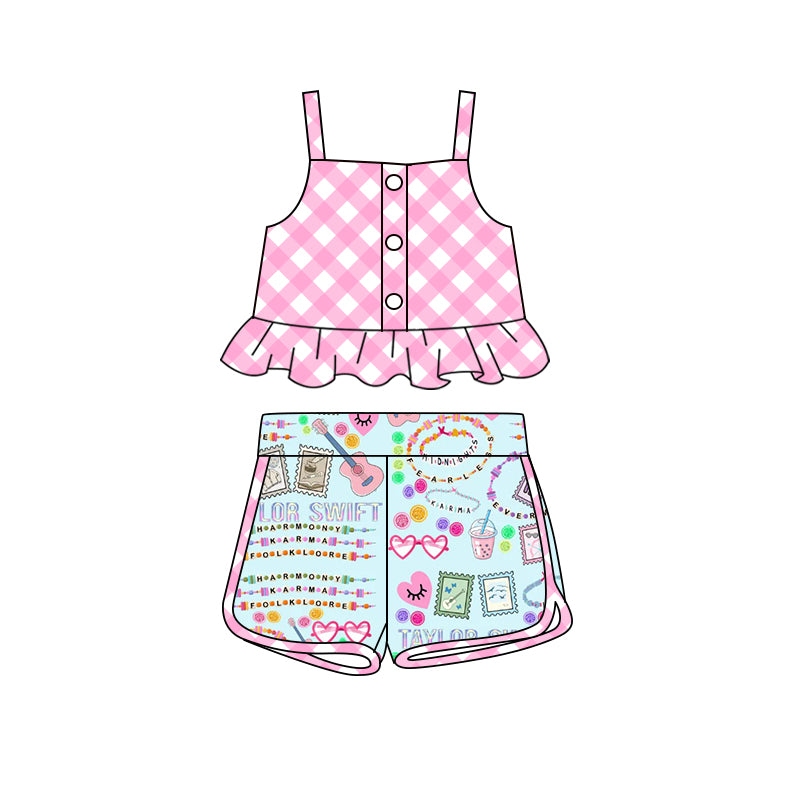 1.15 custom each style moq 5eta 4-6week Sibling Sister baby girls short sleeve shorts sets 1 and sets 2 and sets 5 match design