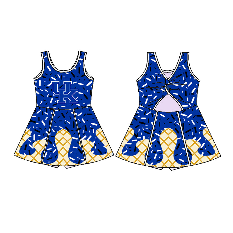 Custom moq 5 mix sizes summer teams baby girls clothes team blue short sleeve skirts shorts sets dress top-25.5.9