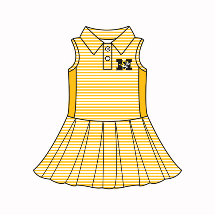 Custom summer teams baby girls clothes team yellow sets dress top-25.5.5
