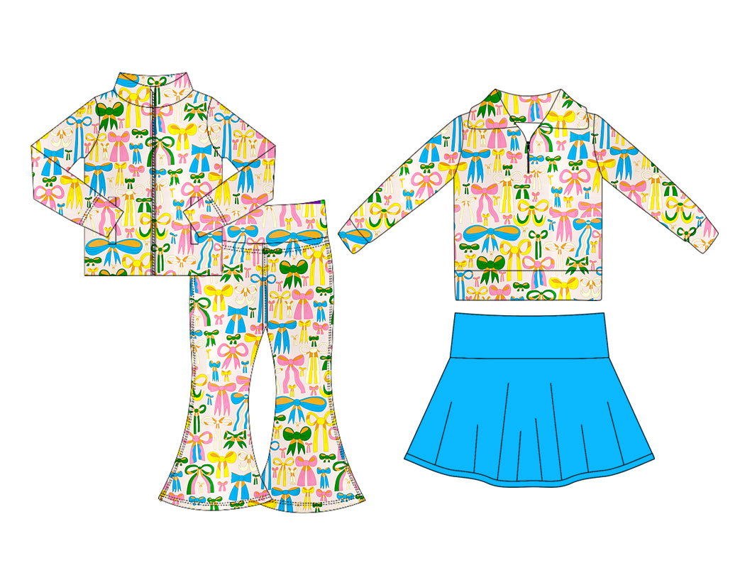 25.11.28 custom each style moq 5 eta 6-8week Sibling Sisters bow baby girl long sleeve pants sets and skirts sets match family design