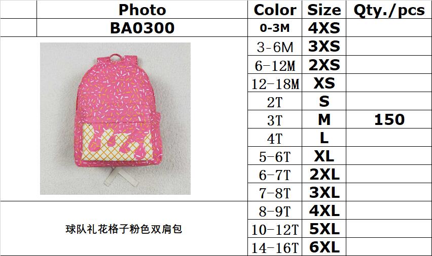 RTS NO MOQ（In Stock) BA0300 Team Fireworks Plaid Pink Backpack