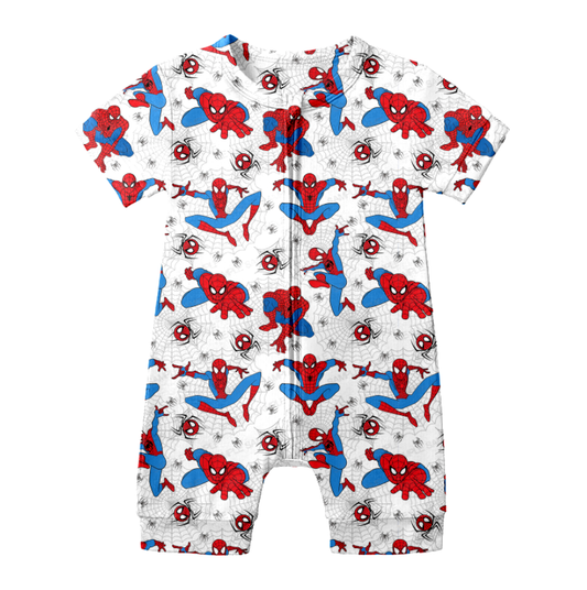 Custom moq 5 mix size milk silk baby boy clothes cartoon short sleeve romper