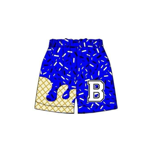Deadline June 10 Custom no moq baby Summer shorts Blue White Shorts Ice Cream