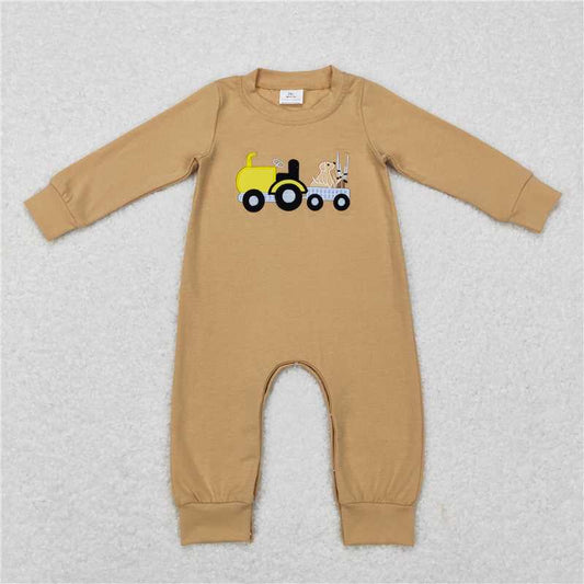 RTS NO MOQ（In Stock) LR0729 Baby boy clothes long-sleeved bodysuit with embroidered