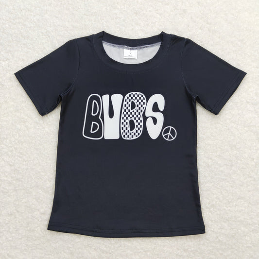 BT0617 black short-sleeved top with bubs letters