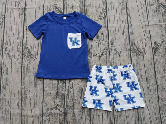Custom moq 3 eta 6-7weeks baby boy clothes team blue short sleeve shorts sets-25.9.9
