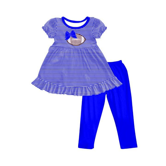 custom moq 3 eta 6-7weeks baby girls clothes team blue Short sleeve + trousers suit