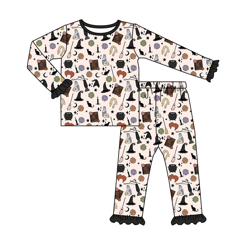 5.1（1）custom each style moq 5eta 4-5week Sibling Sister magic wizard style prints beige girls outfits and romper and adult trousers match family design