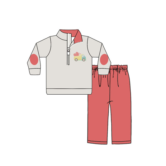 9.25 custom each style moq 5eta 4-6week baby boys clothes love light red long sleeve pants sets