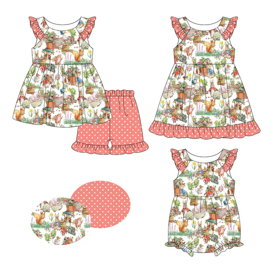 26.1.8 custom each style moq 5 eta 6-8week Sibling Sister baby short sleeve shorts sets and romper and dress match design