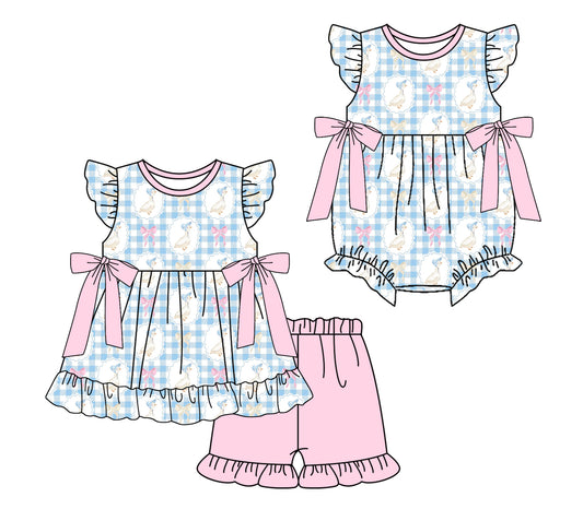25.11.22 custom each style moq 5 eta 6-8 week Sibling Sister bow baby girl short sleeve shorts sets and rompers match family design