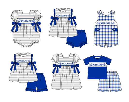 Custom moq 5 mix size milk silk summer teams baby boys girl clothes blue short sleeve shorts sets 2 and brief sets and dress and rompers 2
