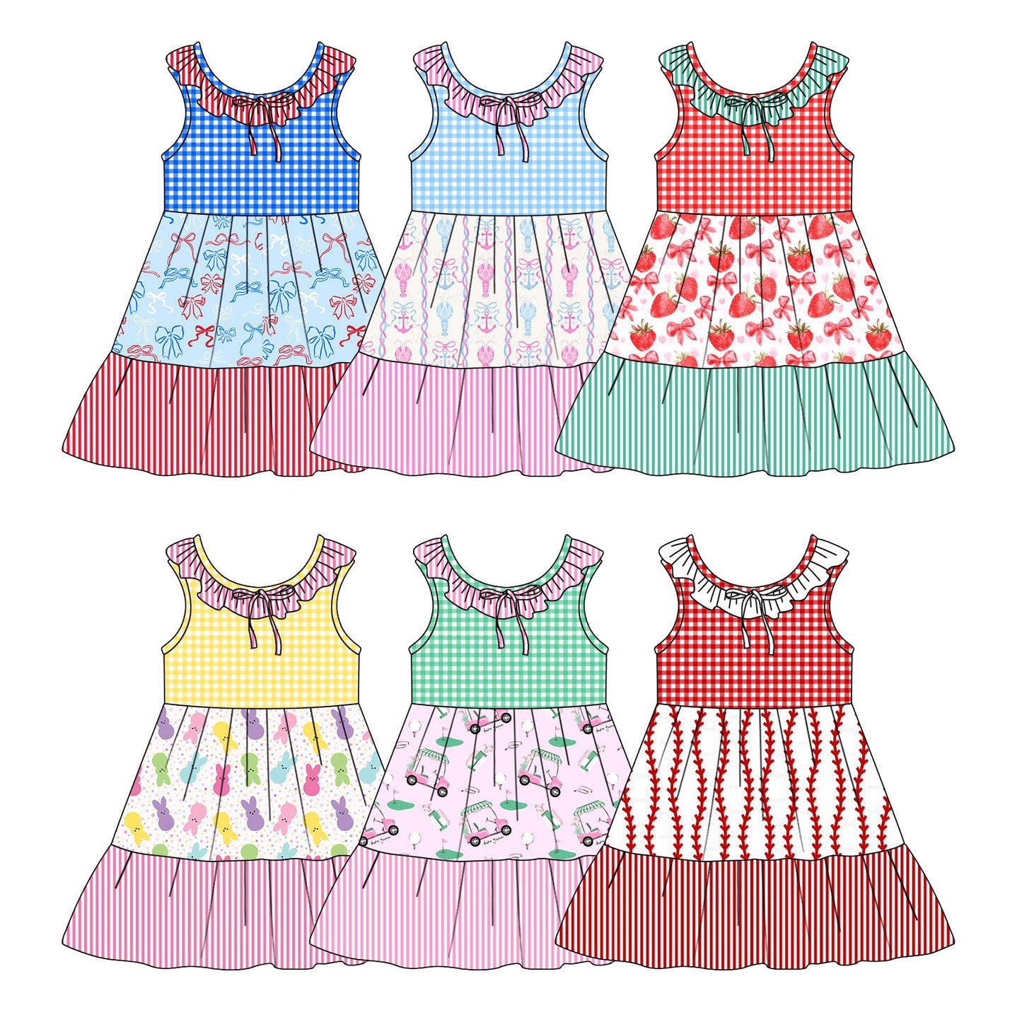 25.12.3 custom each style moq 5 eta 6-8week Sibling Sister baby girl short sleeves dress 6 match design