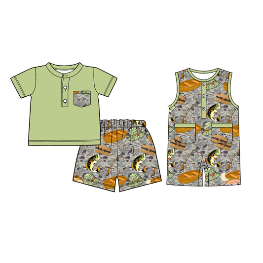 26.1.7 custom each style moq 5 eta 6-8week Sibling Sister fishing baby boy short sleeve shorts sets and romper match design