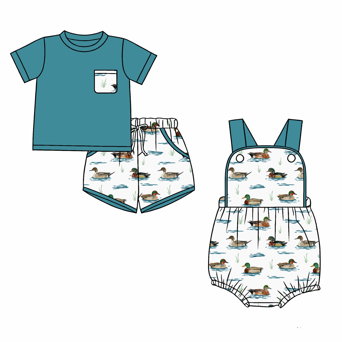 26.1.2 custom each style moq 5 eta 6-8week Sibling Sister duck baby boy short sleeve shorts sets and romper match design