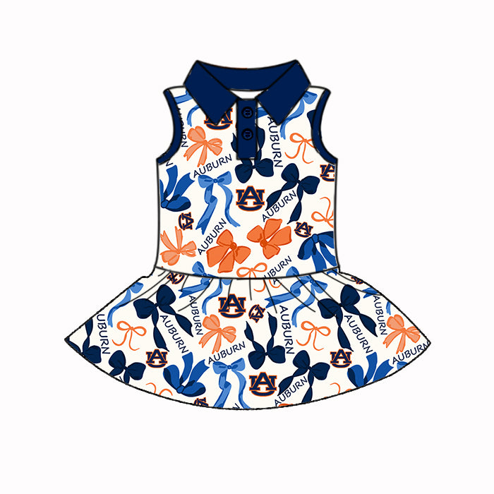 Custom moq 5 mix sizes summer teams baby girls clothes team blue short sleeve skirts shorts sets dress 1 and dress 2 and dress 3 and dress 4-25.5.13