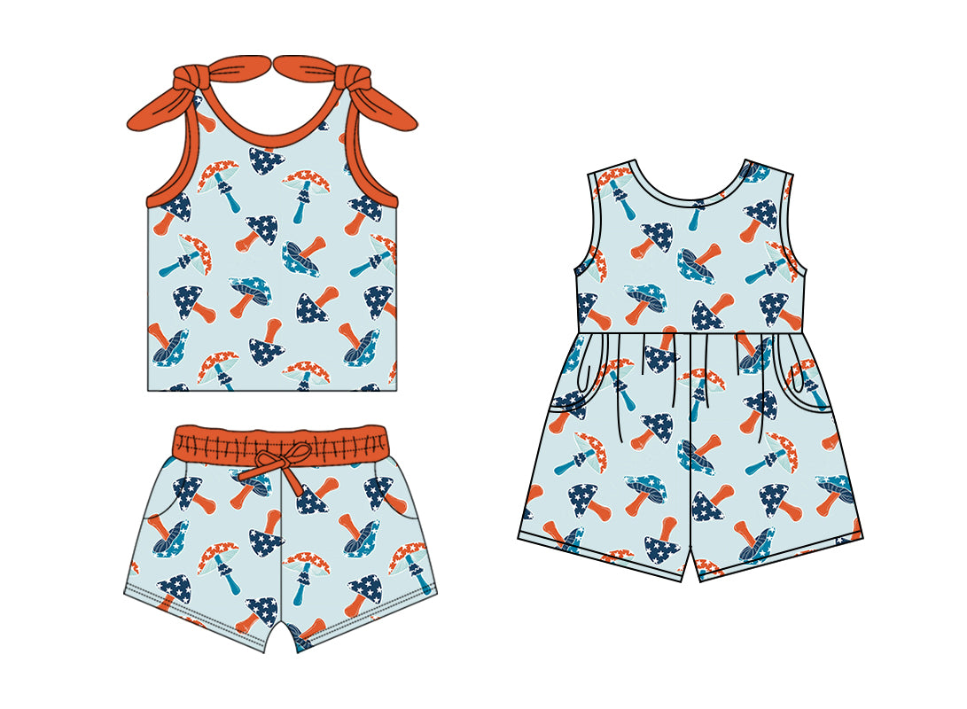 1.18 custom each style moq 5eta 4-6week Sibling Sister baby girls short sleeve shorts sets and jumpsuit match design