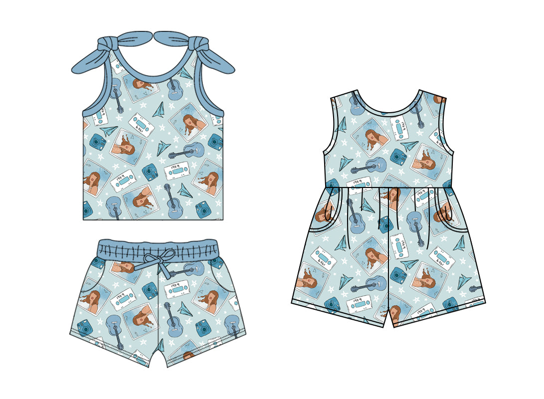 1.20 custom each style moq 5eta 4-6week Sibling Sister taylor swift baby girls short sleeve shorts sets and jumpsuit match design