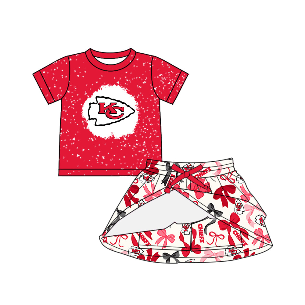 Custom moq 5 mix sizes summer teams baby girls clothes team red short sleeve skirts shorts sets dress 1 and dress 2 and dress 3 and dress 4-25.5.15