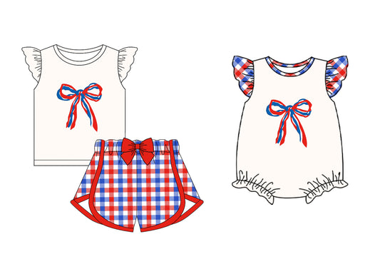 1.8 custom each style moq 5eta 4-6week Sibling Sister bow baby girl sets and boy romper match family design