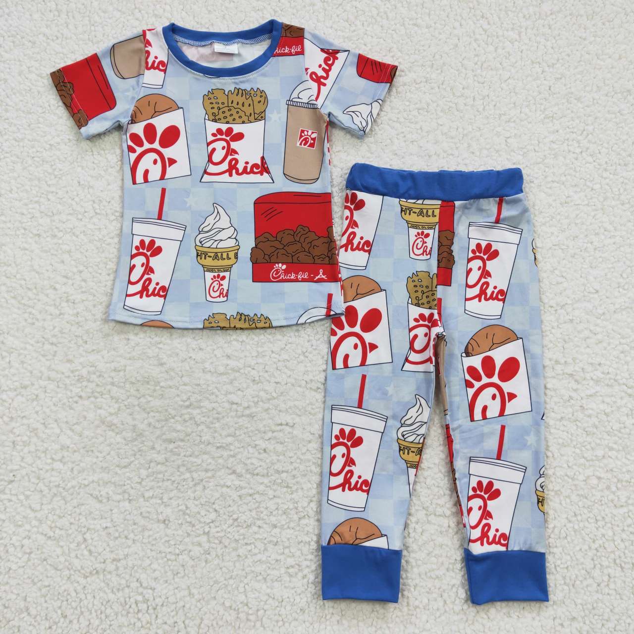 BSPO0148 chick-A Blue Short Sleeve Pants Set