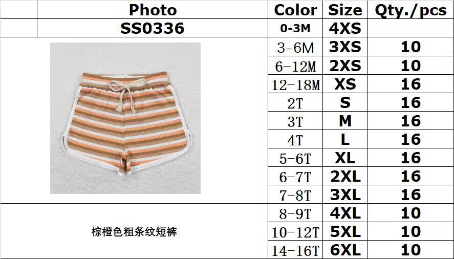 RTS SS0336Brown and orange thick striped shorts