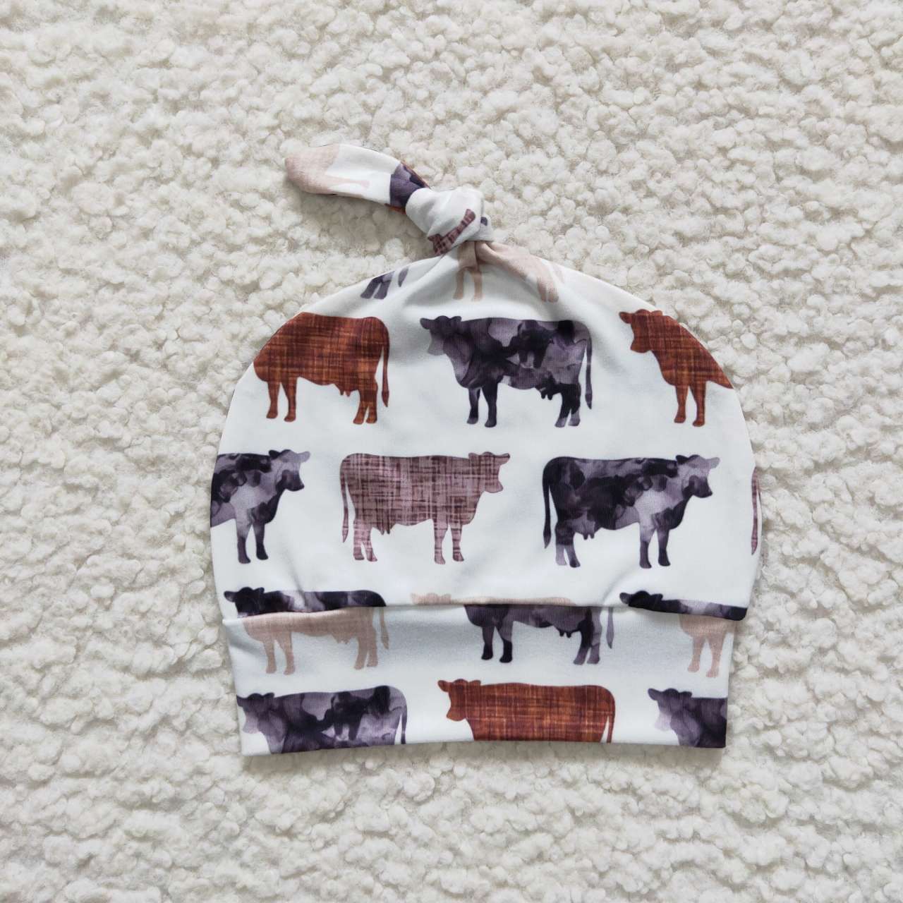 HA0009 Cow Pattern Cream Hat