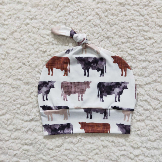 HA0009 Cow Pattern Cream Hat