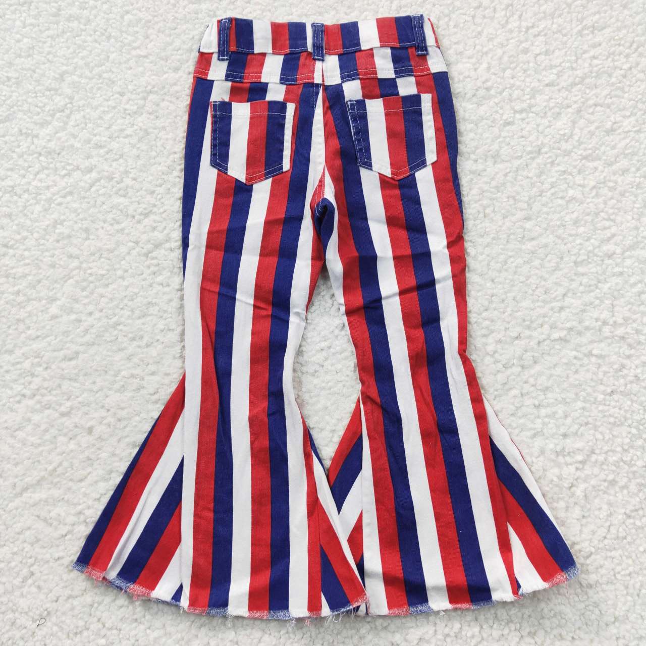 P0105 National Day red and blue striped denim trousers