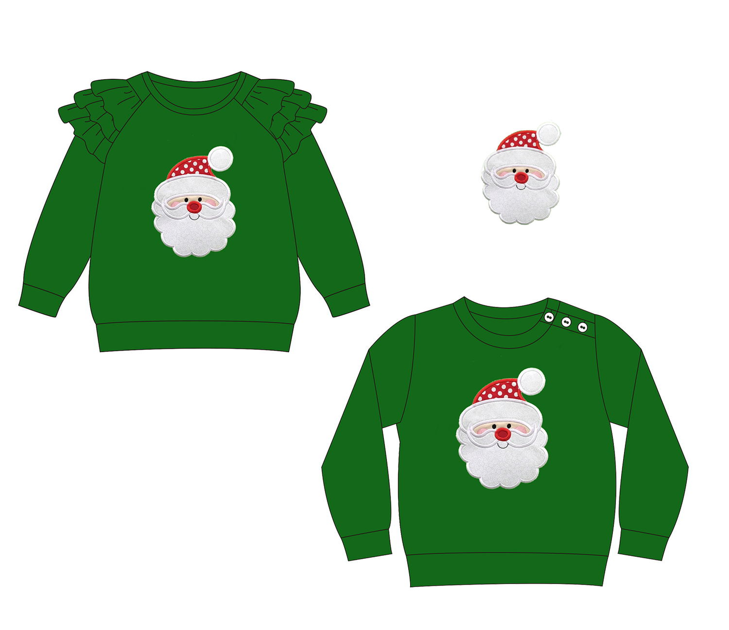 custom eta 5-6weeks moq 5 each style  Santa Green Boys and Girls Tops  Christmas Customization