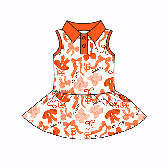 Custom moq 5 mix sizes summer teams baby girls clothes team orange short sleeve skirts shorts sets dress 1 and dress 2 and dress 3 and dress 4-25.5.17