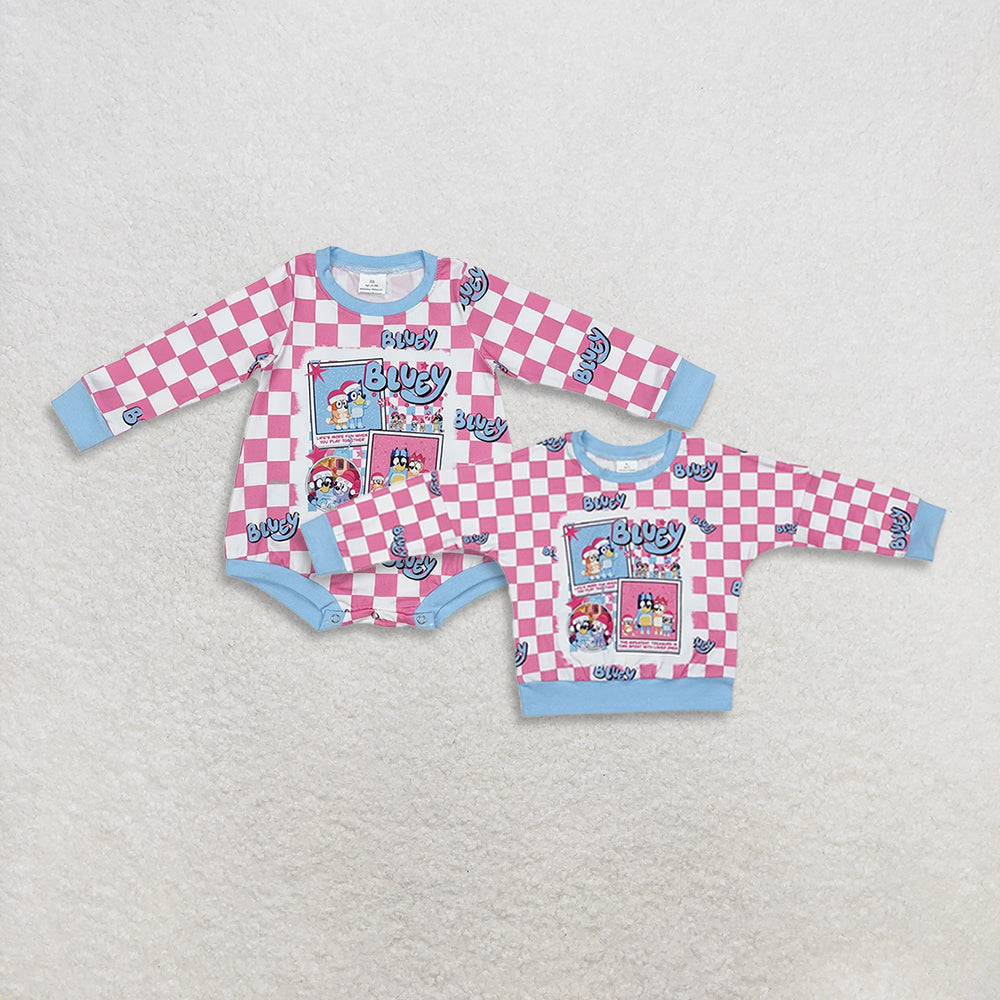 RTS NO MOQ Sibling Baby girls clothes Christmas cartoon long-sleeved rompers & top