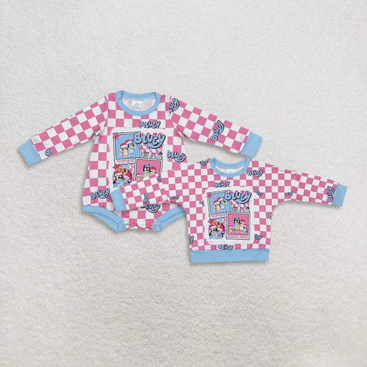 RTS NO MOQ Sibling Baby girls clothes Christmas cartoon long-sleeved rompers & top