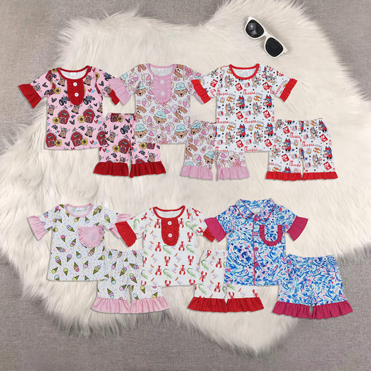 RTS NO MOQ Sibling baby Girls Boys shorts sleeve Clothes shorts pajamas Sets