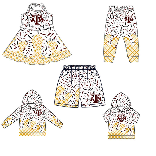 Custom summer teams baby girls clothes team white hooded long sleeve tops and short sleeve top and dress and pants and shorts-25.5.29