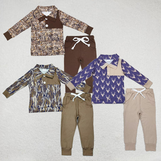 RTS NO MOQ Boys' long sleeve and long pants button suit