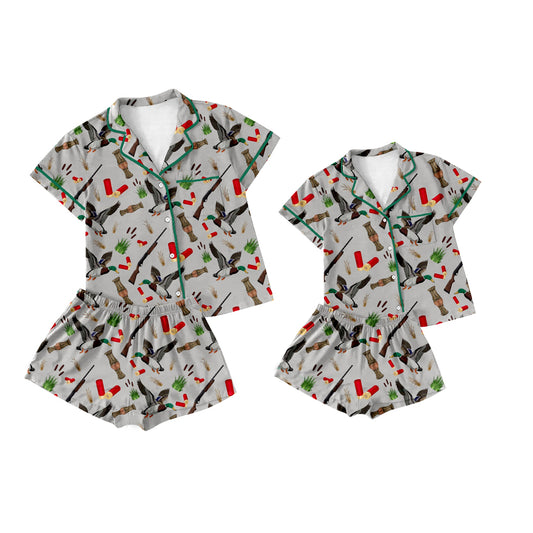 25.11.21 custom each style moq 5 eta 6-8week Sibling Sister duck short sleeve shorts sets and adult set match design