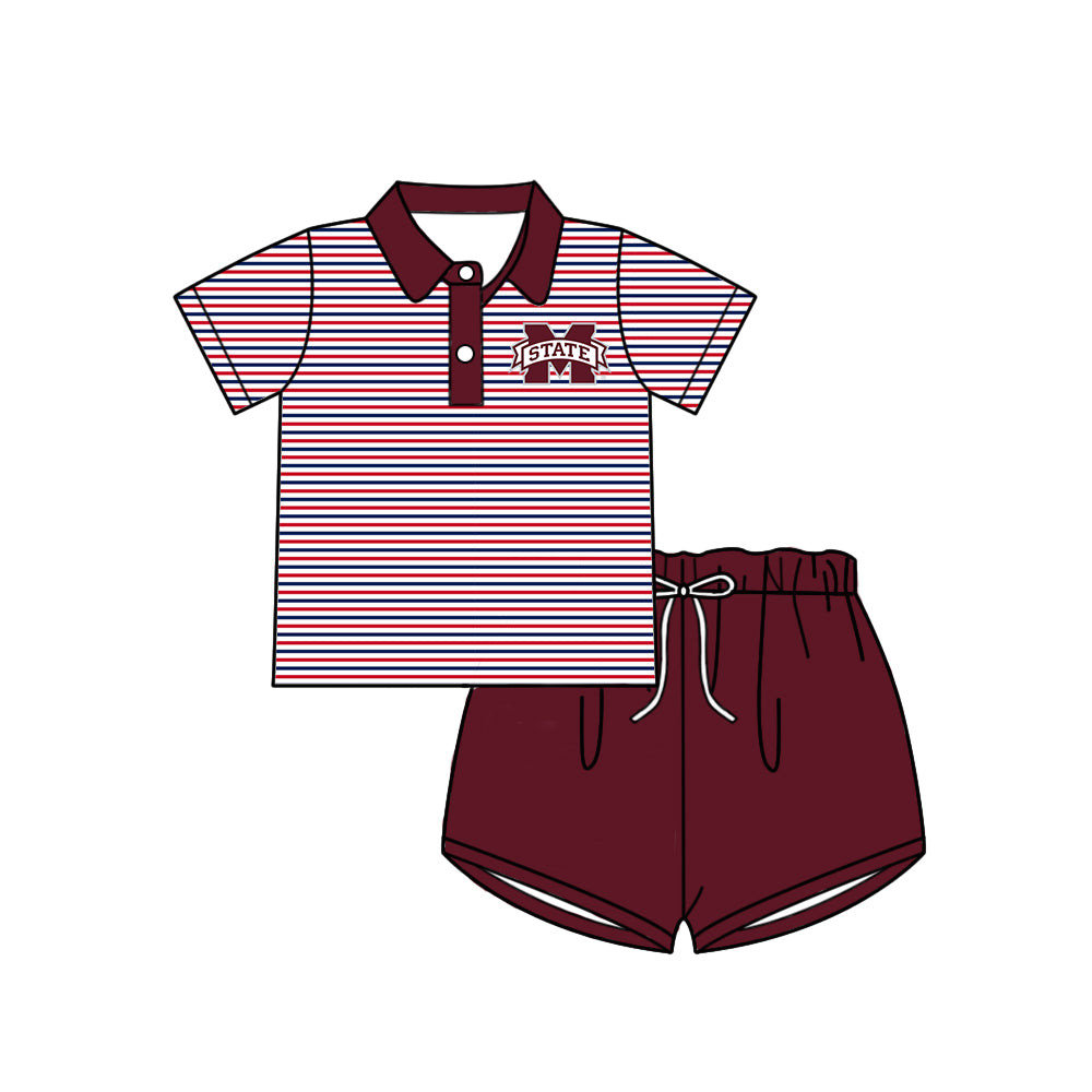 Custom summer teams baby girls clothes team brick red sets dress top-25.5.5