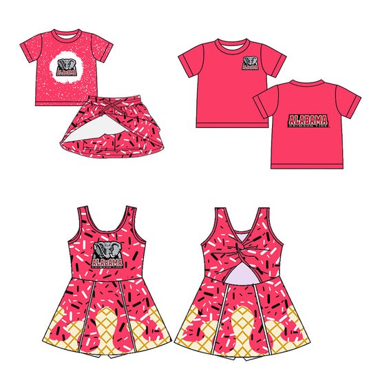 Custom moq 5 mix sizes summer teams baby girls clothes team short sleeve skirts shorts sets dress top-25.5.9