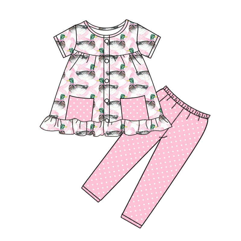 5.1custom each style moq 5eta 4-5week Sibling Sister  duck pink girls outifts and romper match family design