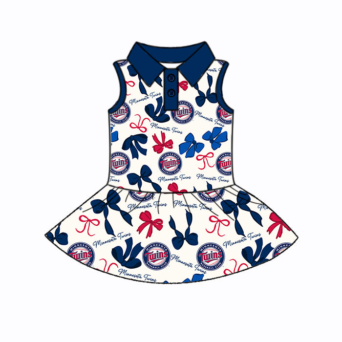 Custom moq 5 mix sizes summer teams baby girls clothes team blue short sleeve skirts shorts sets dress 1 and dress 2 and dress 3 and dress 4-25.5.21
