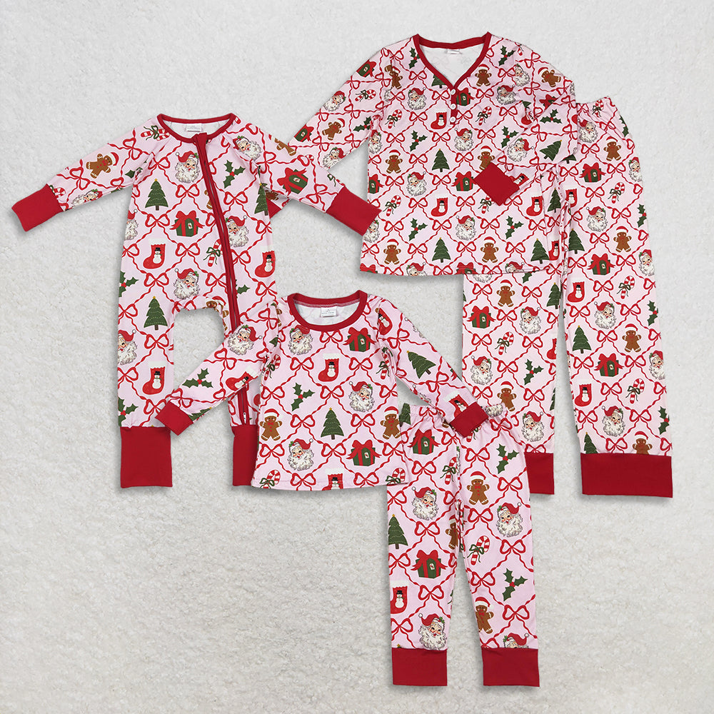 12/18m-7/8t RTS NO MOQ Sibling baby girl clothes Christmas cartoon long sleeve pants Sets and romper and adult set