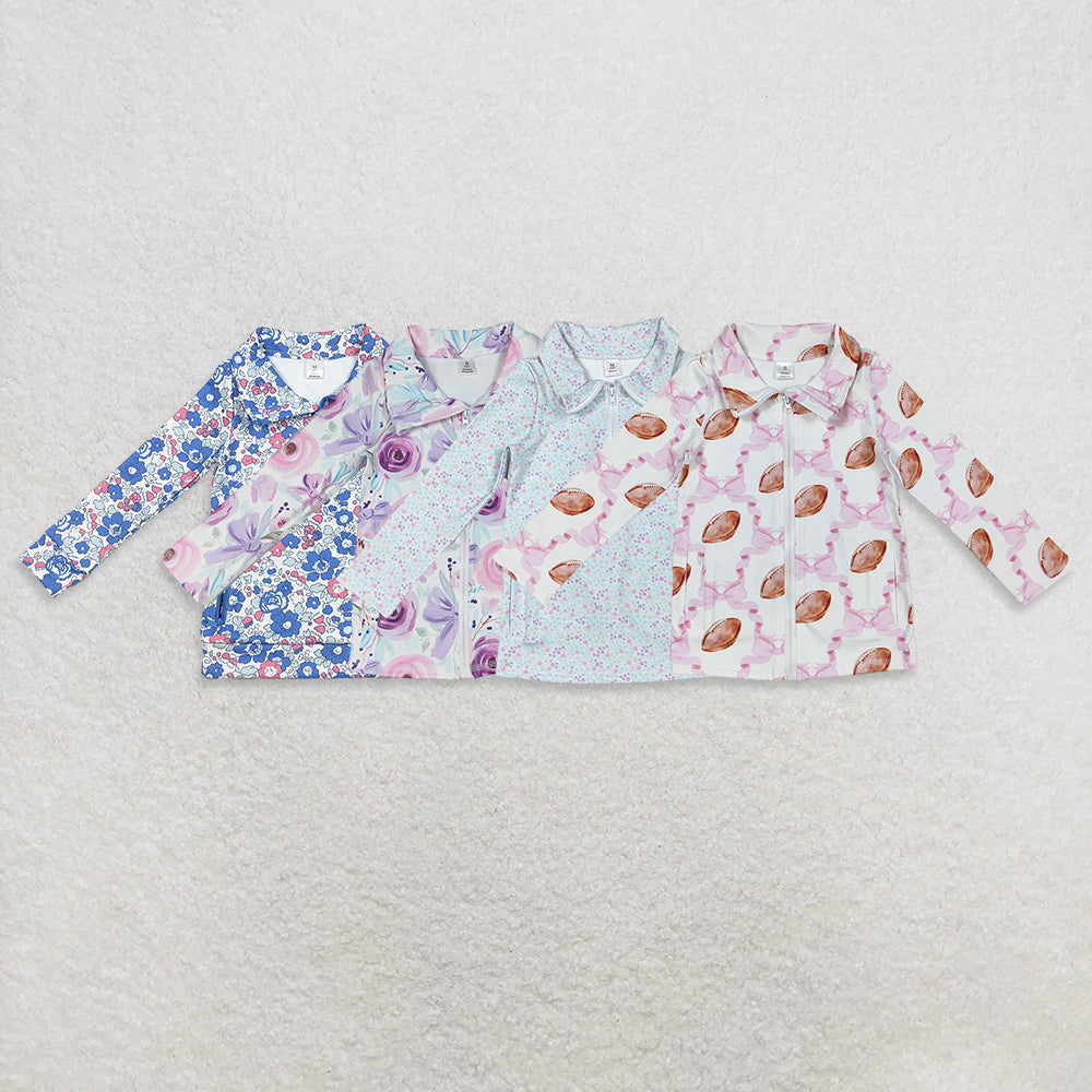 RTS NO MOQ Sibling Baby Girls clothes yoga Zipper Stand Collar Pullover Long Sleeve Tops